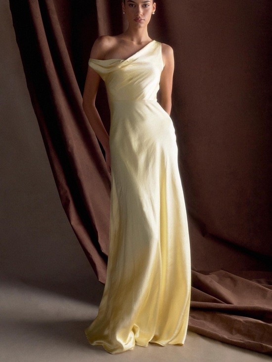 Meshki Dresses & Skirts - Meshki Elegant One-Shoulder Yellow Evening Gown